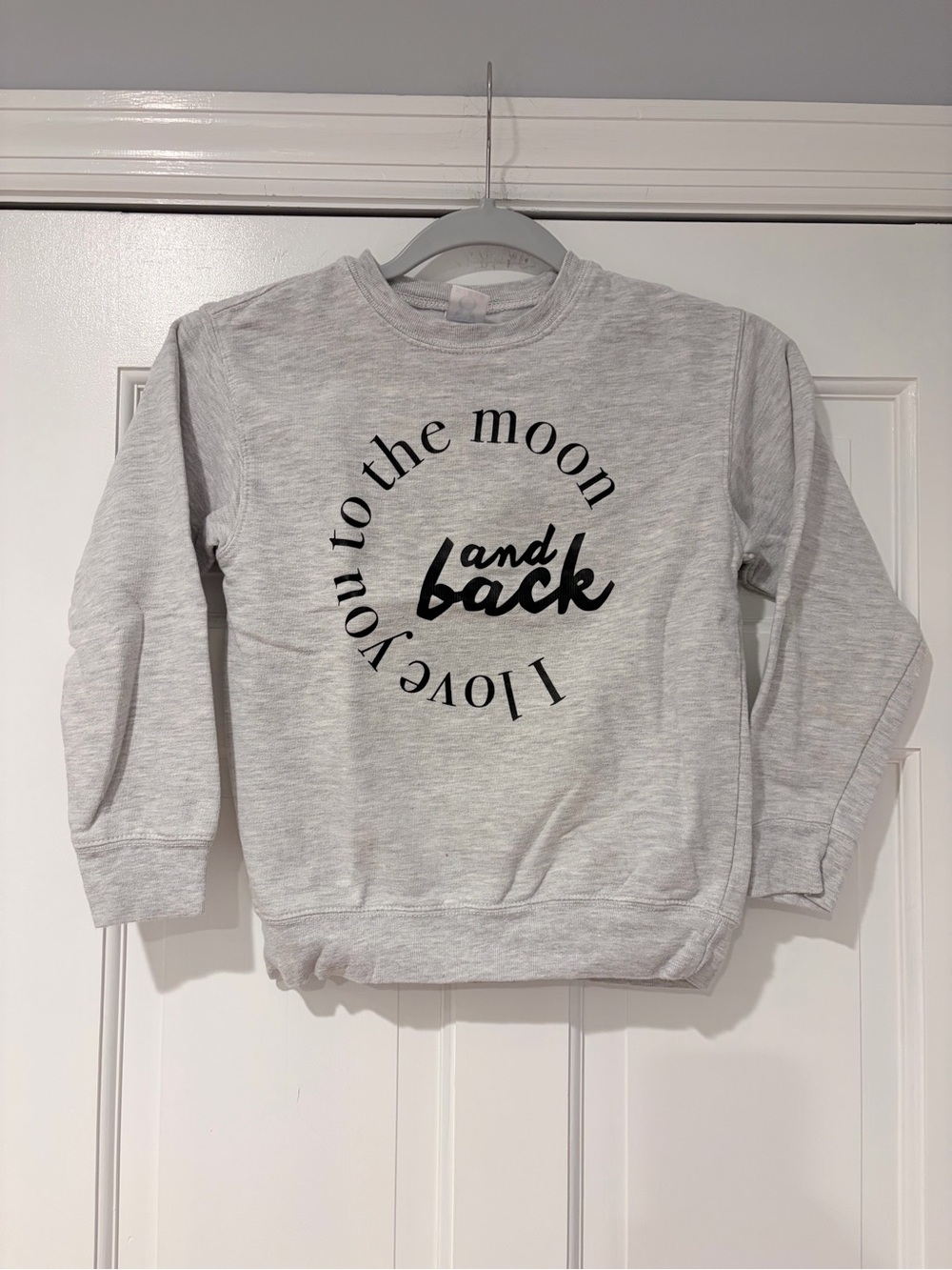 Rabbit Skins Kids Gray Crewneck Sweatshirt with Black Moon Text